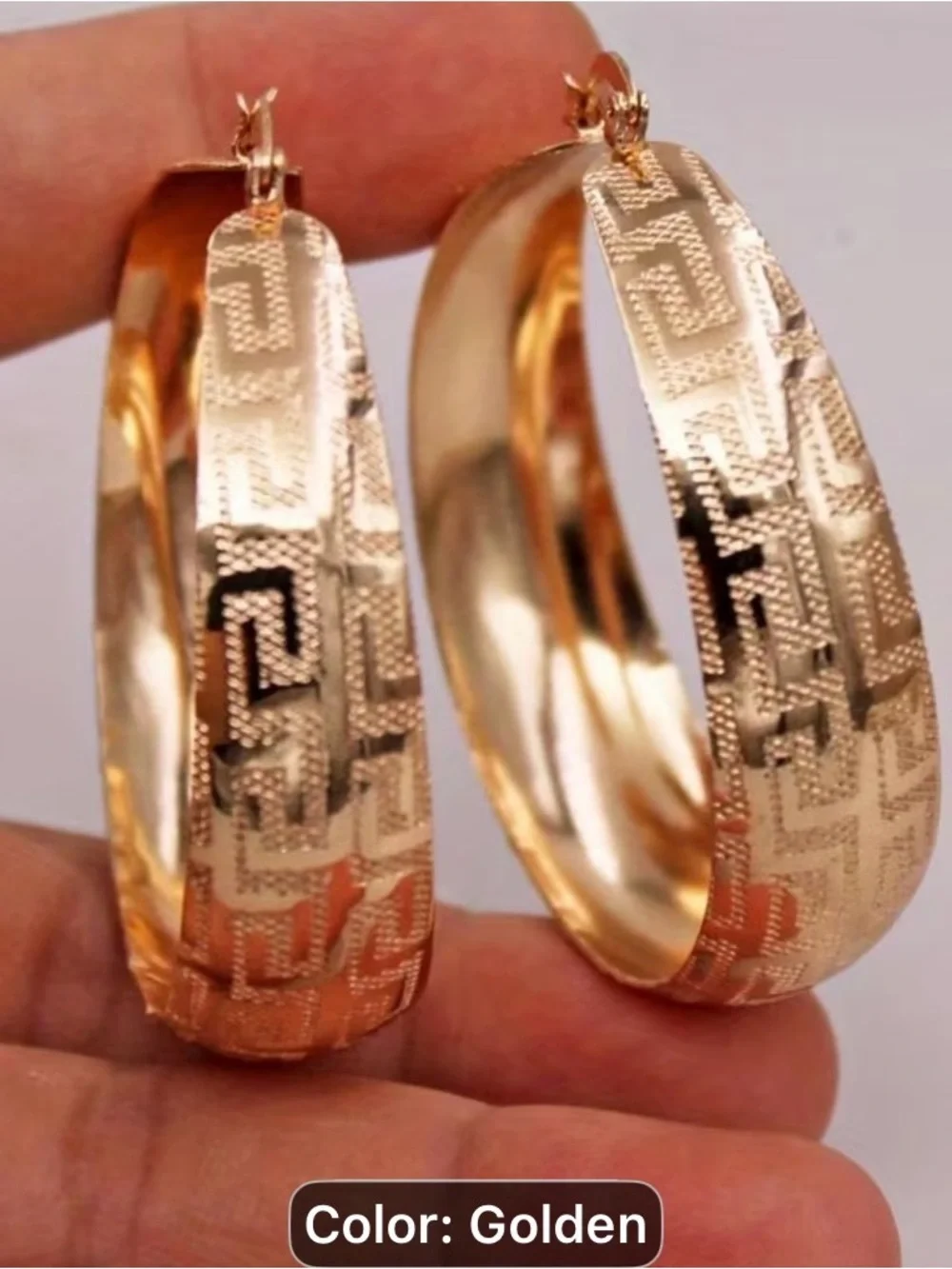 Golden Textured Hoop Earrings - Fashion Jewelry